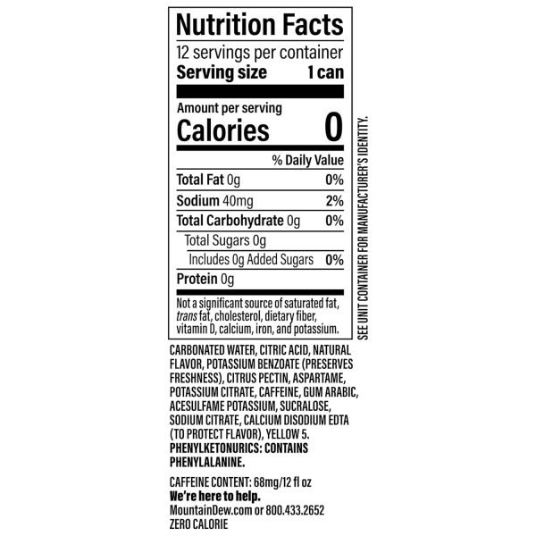 Mountain Dew Zero Sugar Soda. 12 Fl Oz Cans (Pack of 12) - Image 2