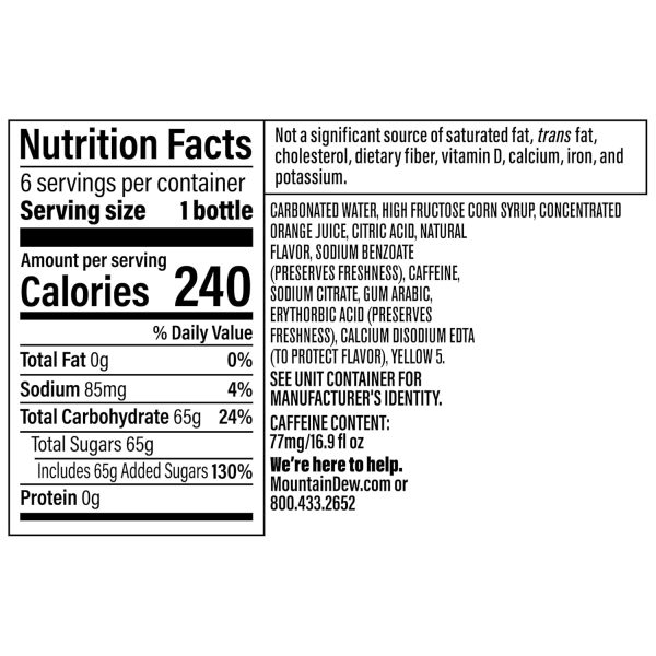 Mountain Dew. 16.9 Fl Oz Bottles. 6 Pack - Image 2