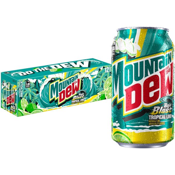 Mountain Dew Baja Blast Cans. 12 Fl Oz Cans (Pack of 12)