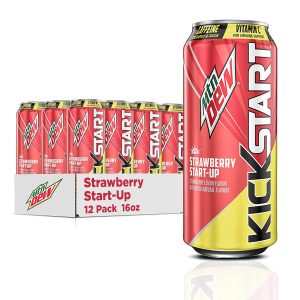 Mountain Dew Kickstart Strawberry Start-Up (16 Ounce Cans. Pack of 12)