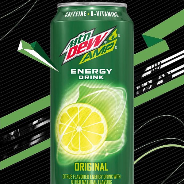 Mtn Dew AMP Energy. Original. Energy Drink with Caffeine. B Vitamins. 16 Fl Oz (Pack of 12) - Image 6